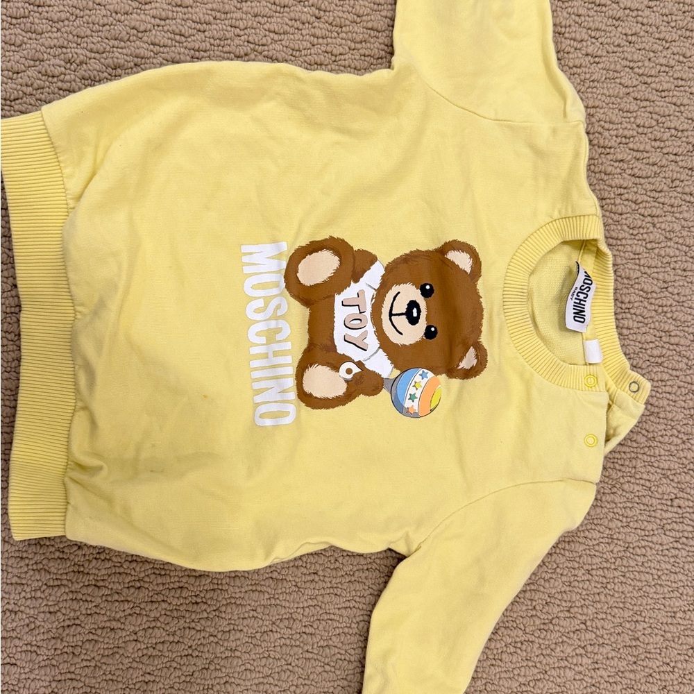 Moschino Yellow Kids Sweater with Bear Design